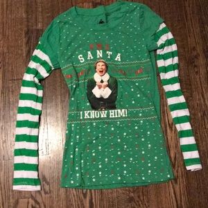 White and Green Buddy the Elf Long Sleeve